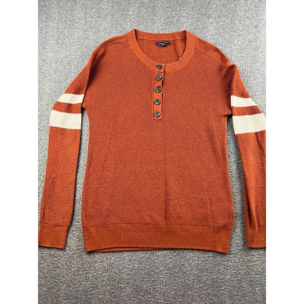 American Eagle Outfitters Orange Sweatshirt with Cream Stripes